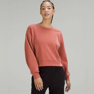 American Eagle Coral Pink Crewneck Cropped Sweatshirt, Size S